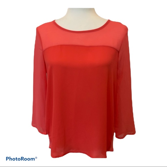 Delia’s Long Sleeve Coral Sheer Blouse With Crossover Open Back S - Picture 1 of 6